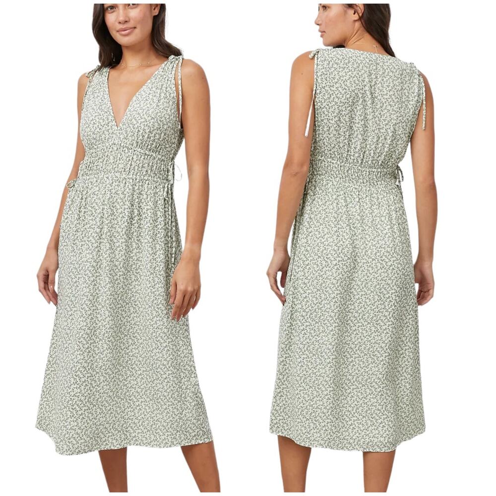 Rails NWT Rails Constantine Midi Dress Green Garden Crepe Adjustable Ties Size S
